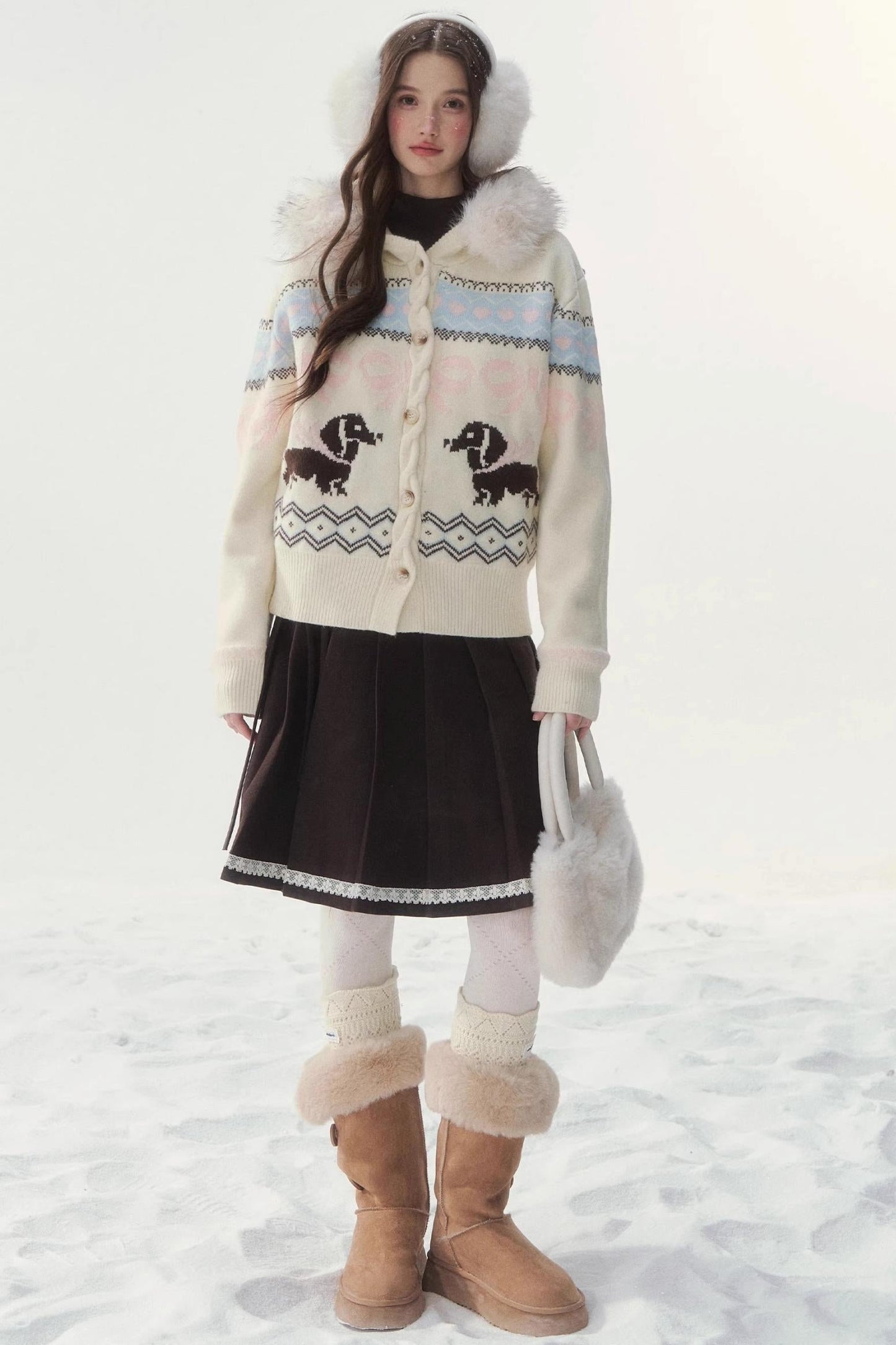 レトロフェアアイルダックスセーターカーディガン