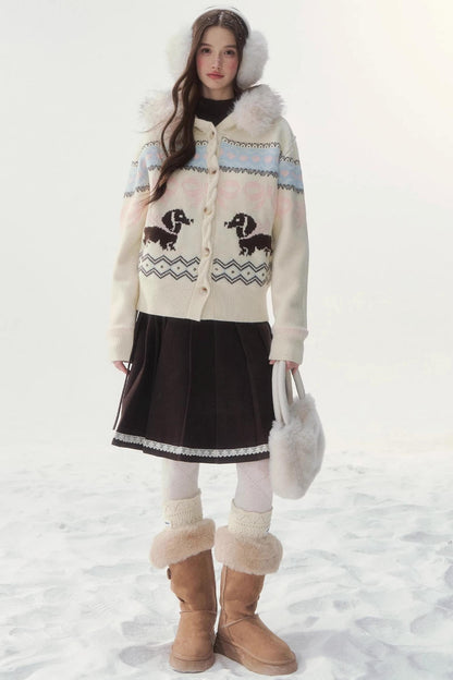 レトロフェアアイルダックスセーターカーディガン