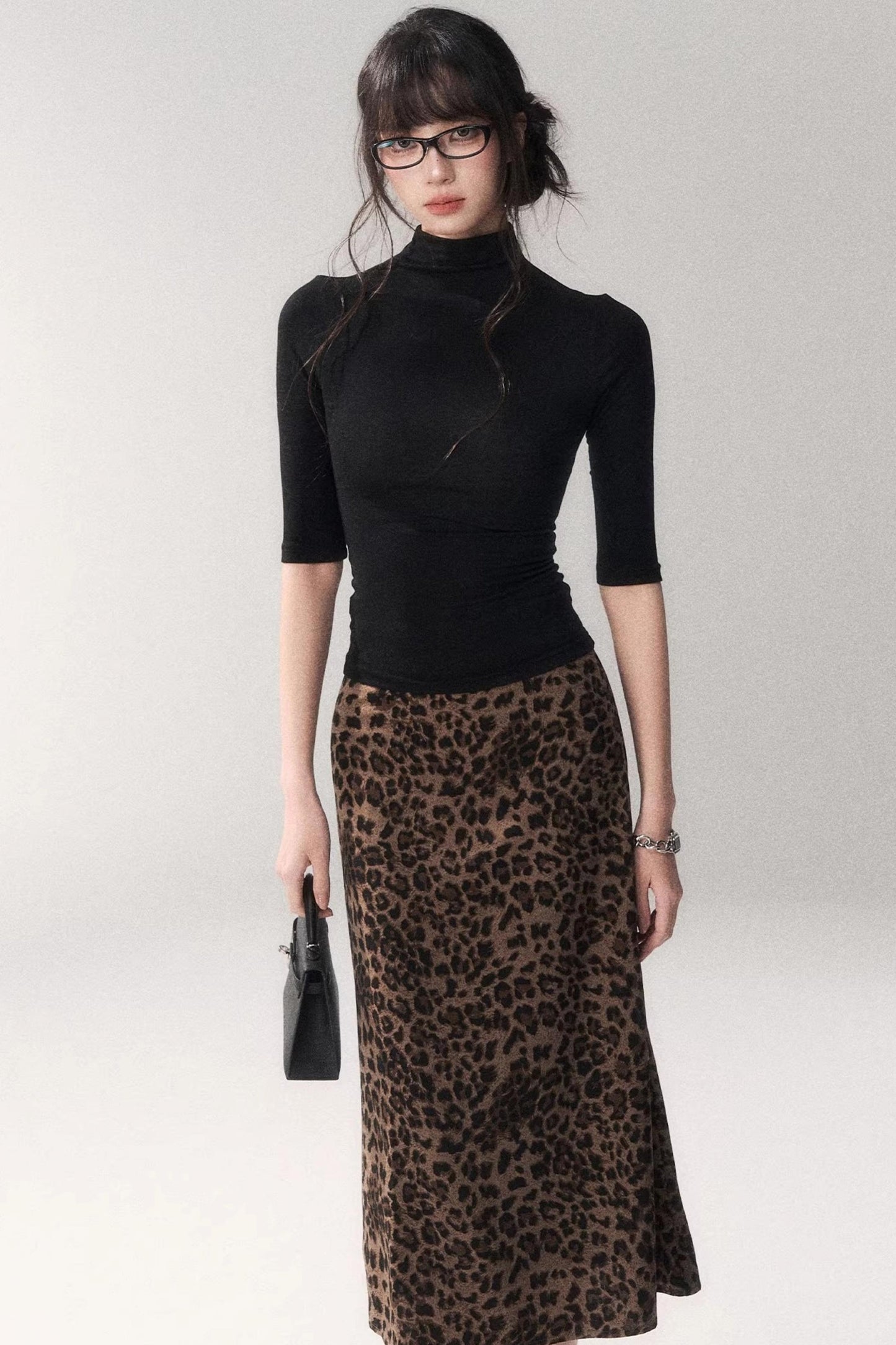 Leopard Print Satin Skirt