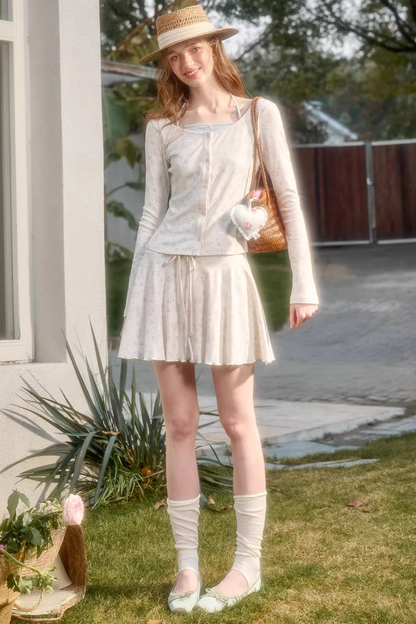 ペイントデザインカーディガン+スカート