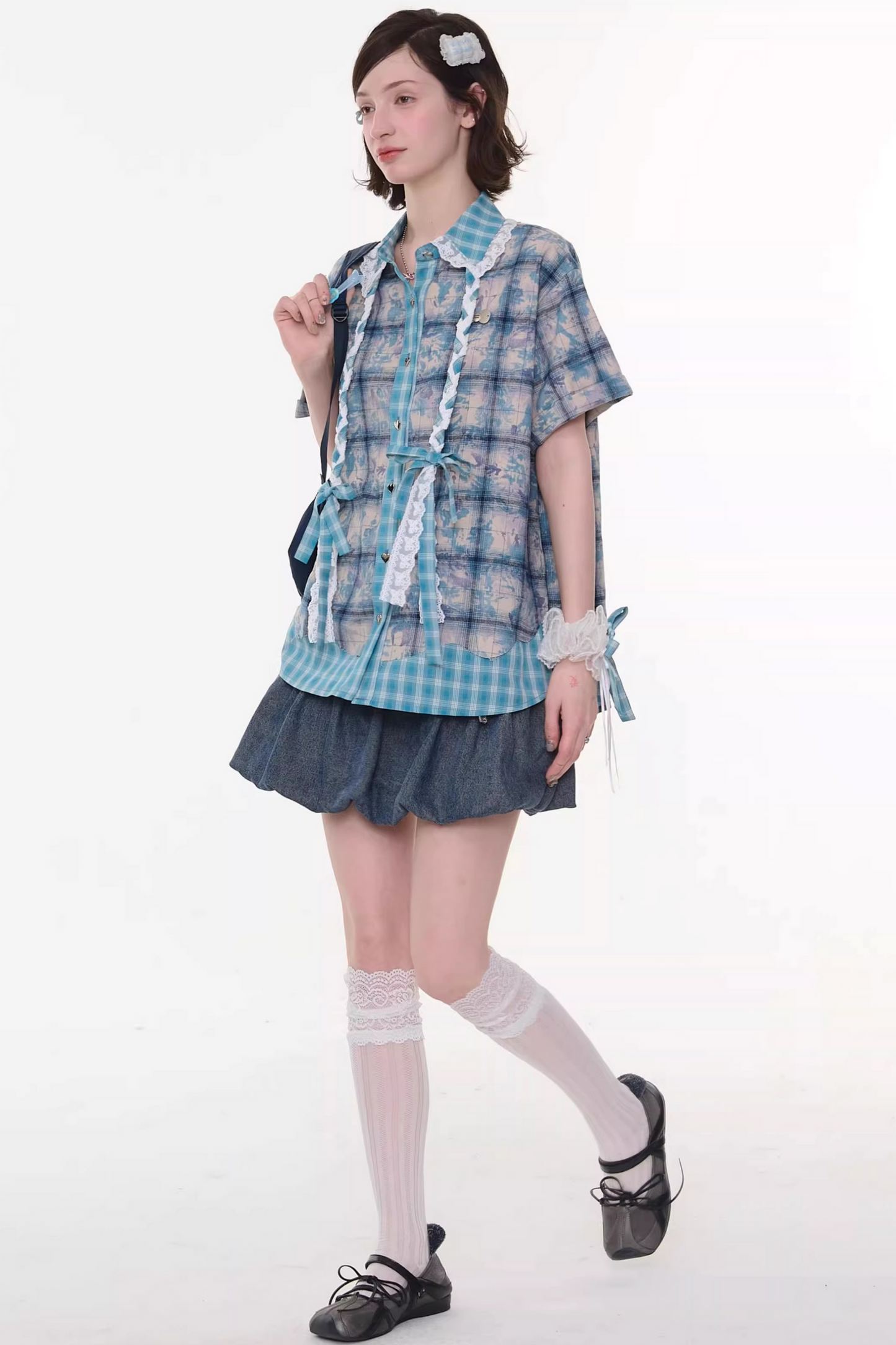 Camicia ampia a quadri Y2K