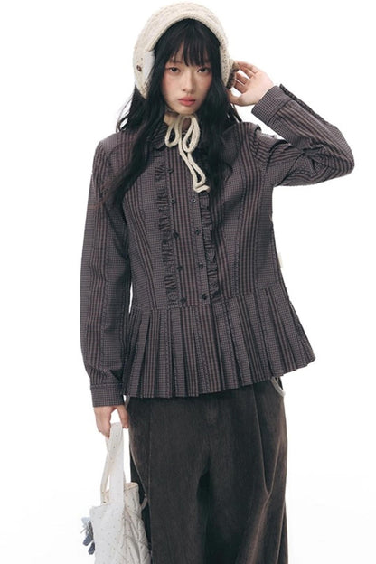 ラッフルダブルブレスタフリルトップス