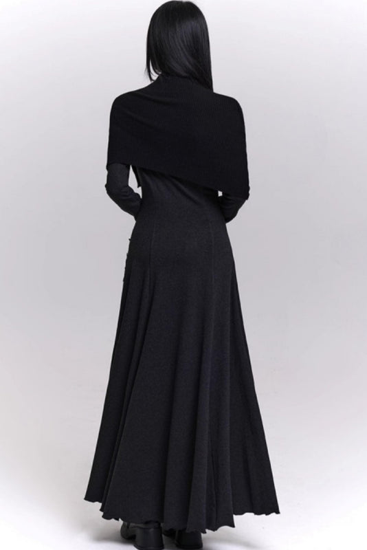 Gray Off-the-shoulder Knit Dress