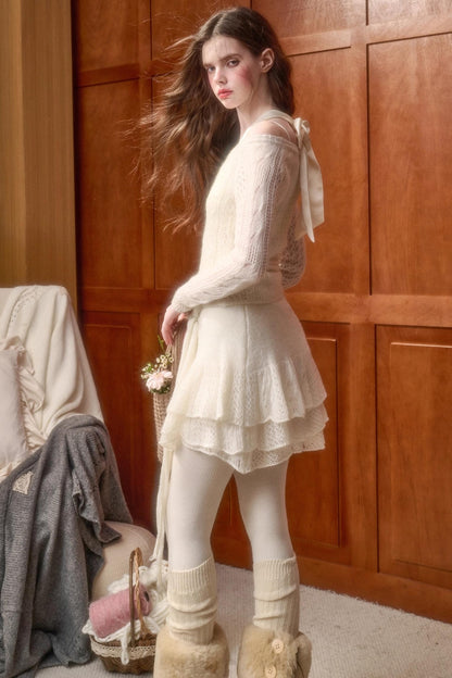 モヘアスイートトップス+スカート