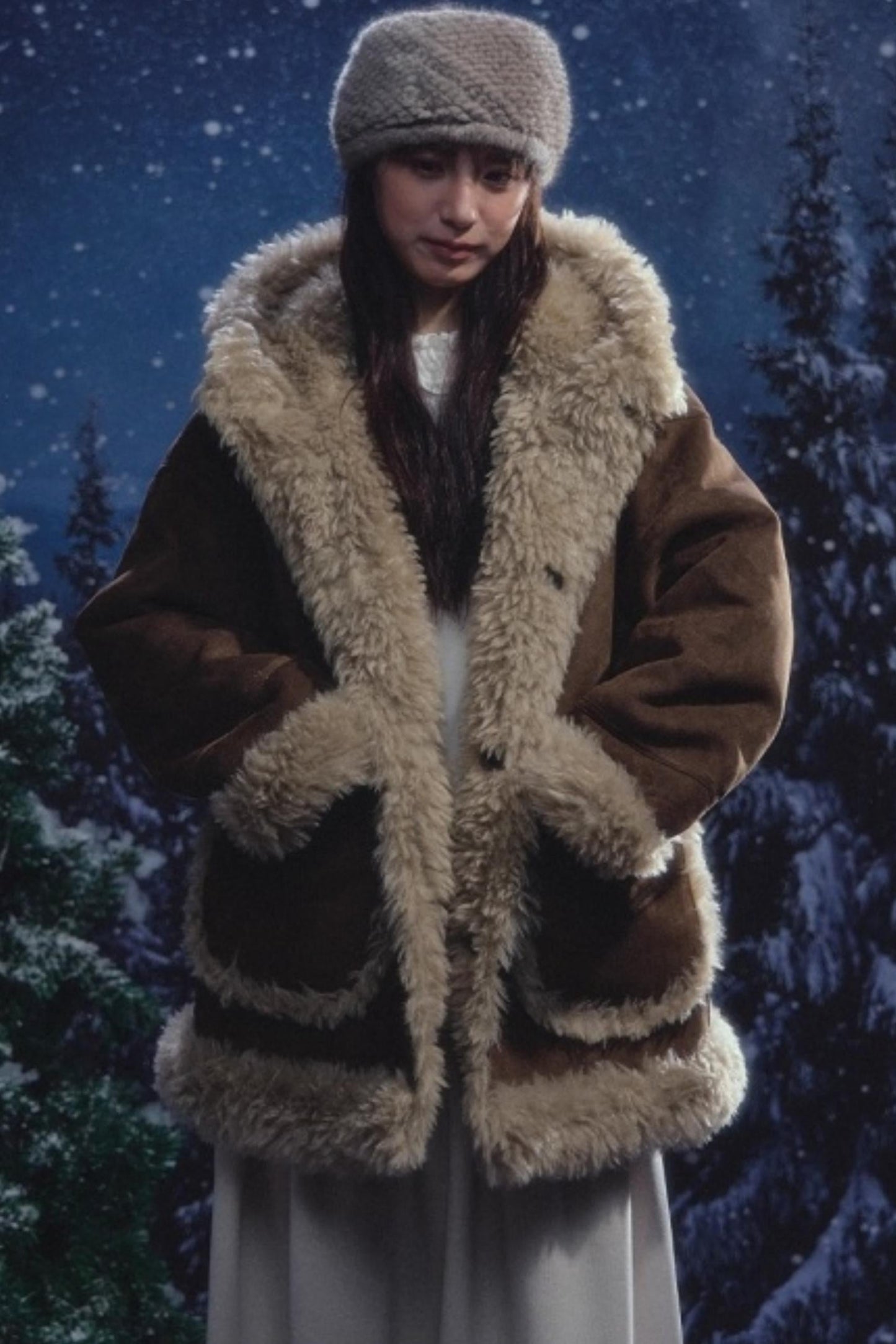 リバーシブルスエードファーコート