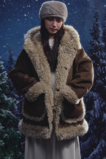 リバーシブルスエードファーコート