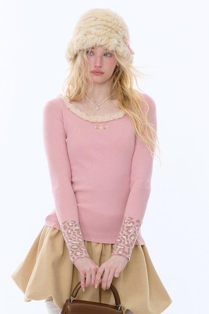 Leopard Print Knit Sweater