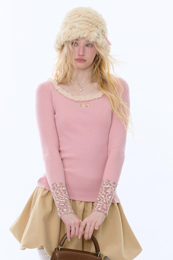 Leopard Print Knit Sweater