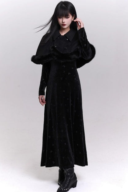 ブラックベルベットバタフライドレス