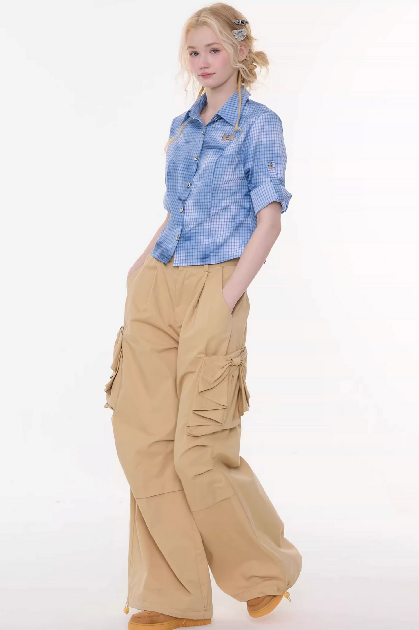 格纹墨水渐变上衣