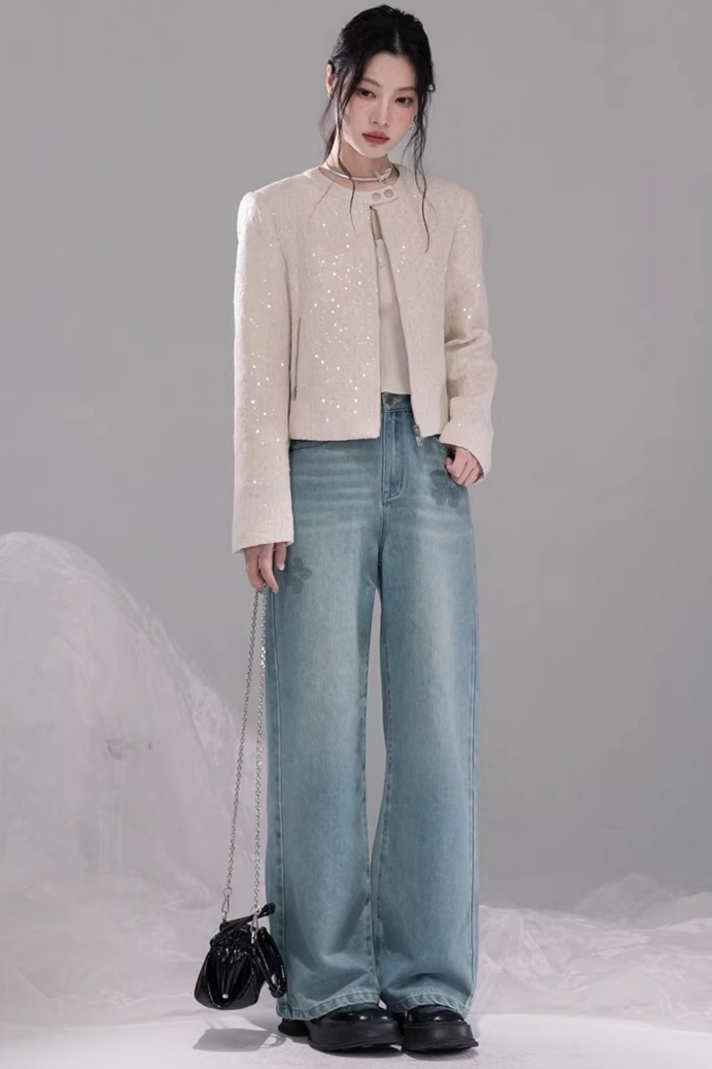 Sea Salt Straight Leg Denim Pants