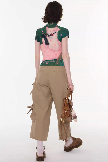 Sweet Cat Print Top