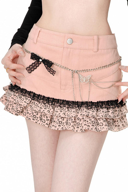 Pink Lace Ruffle Skirt