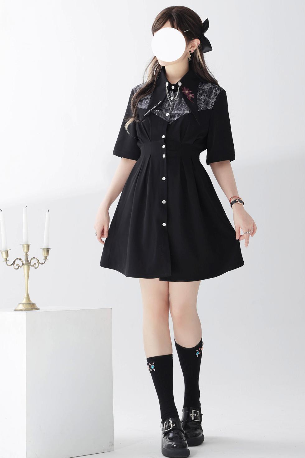 Gothic Arch Print Big Collar Design Shirt