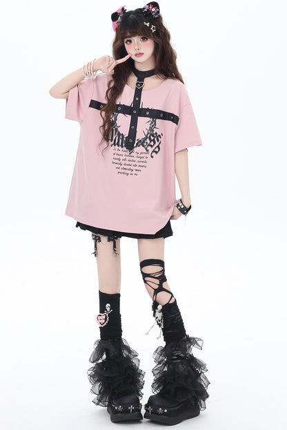 Summer Leather Button T-Shirt