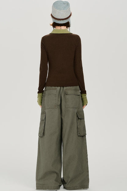 スリムステッチコントラストラペルトップス