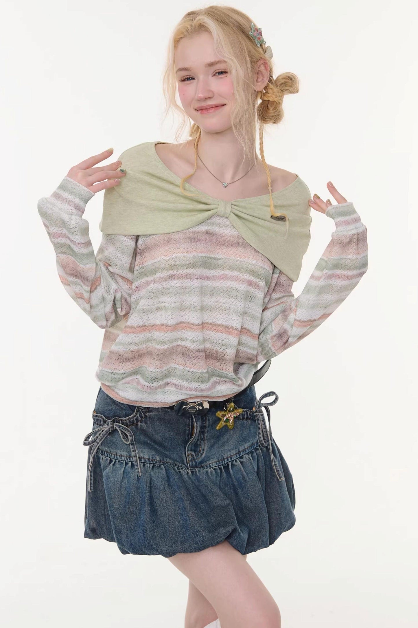 Spring Mist Striped Knit Top