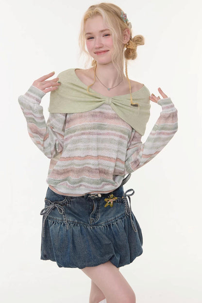 Spring Mist Striped Knit Top