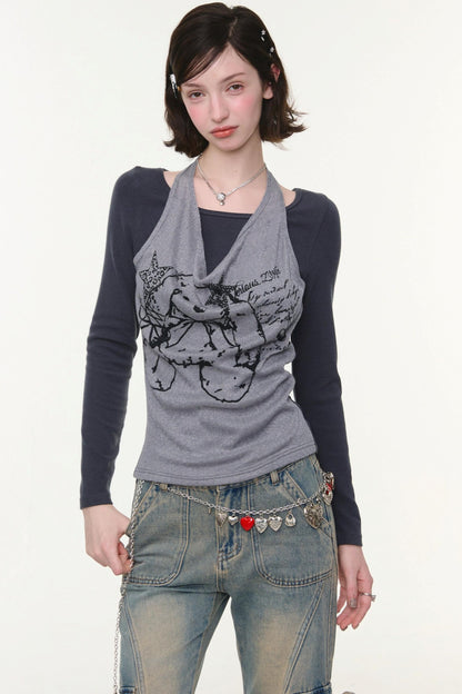 Rabbit Print Halter Top