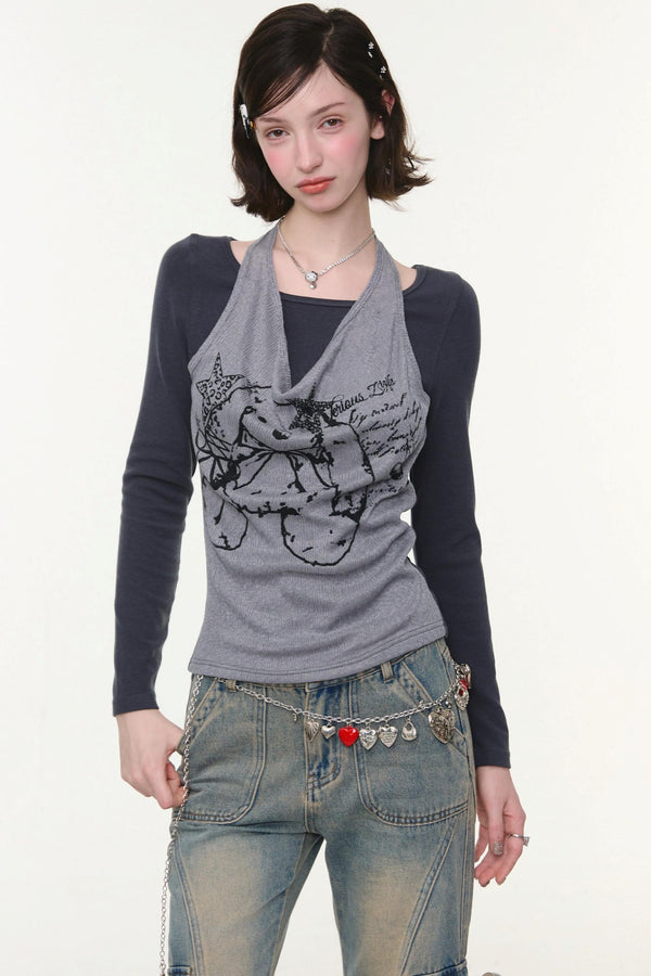 Rabbit Print Halter Top