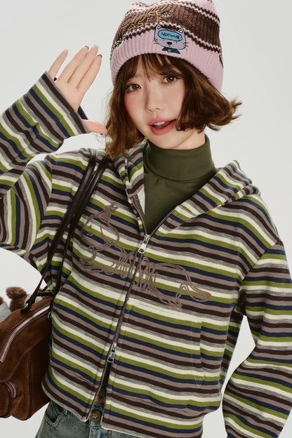 レトロボーダージフードパーカー