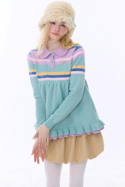 Contrast Striped Knit Sweater