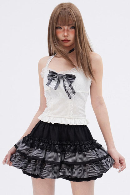 Spice Girl Ribbon Top + Ruffle Skirt