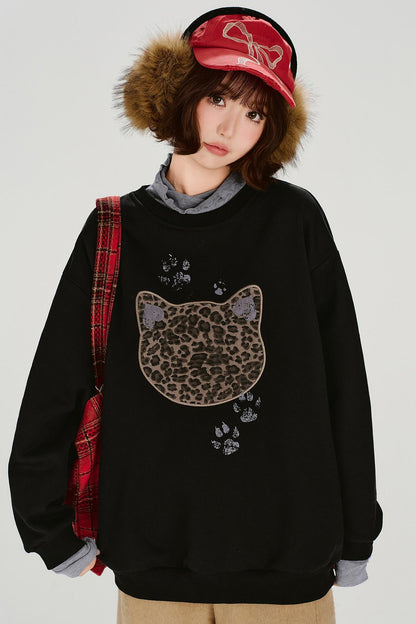 レトロレオパードルーズモードトップス