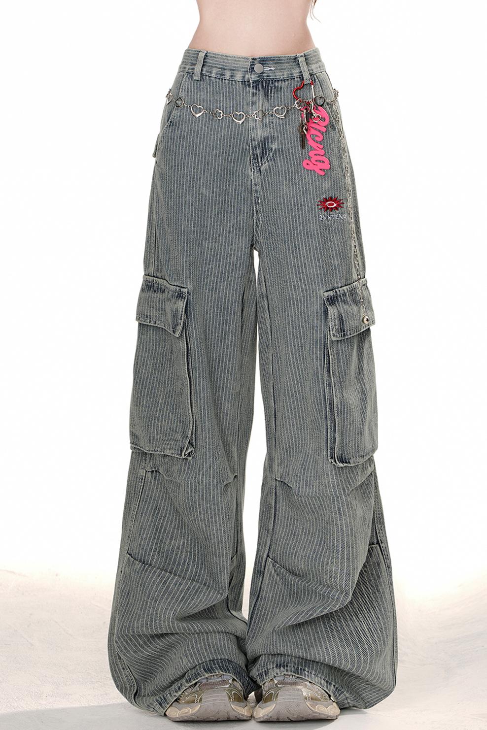 Modern wide denim pants