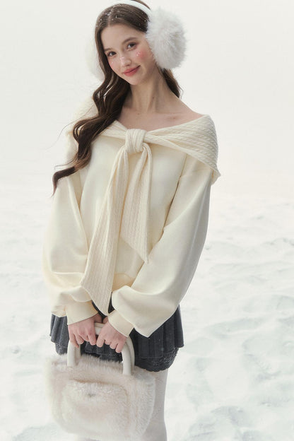 White Sweet Hooded Top