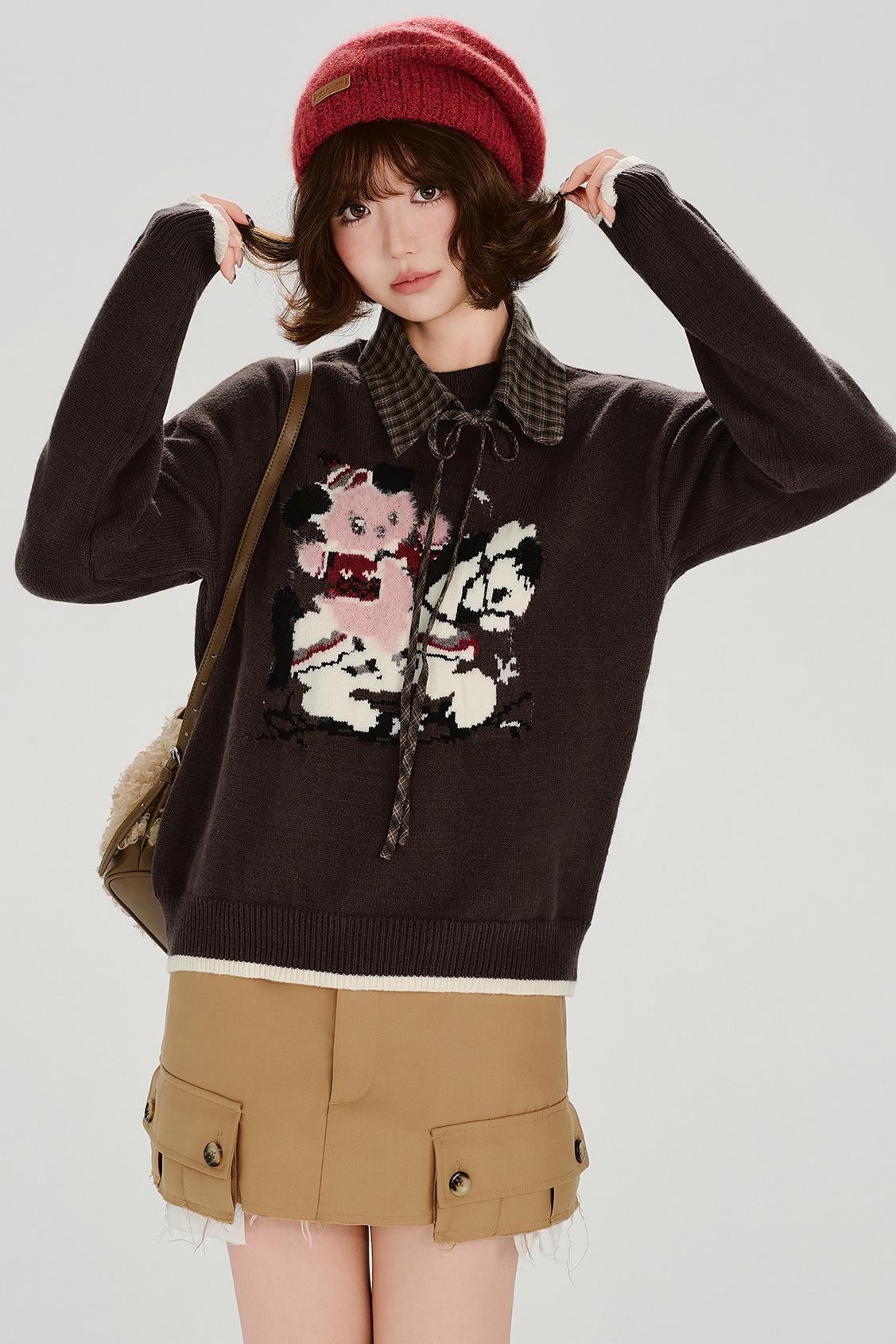 レトロジャガードソフトカラートップス