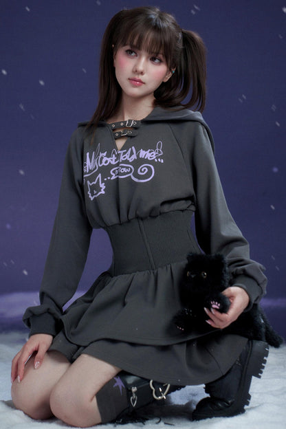 Casual Hooded Sweatdress