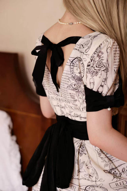 Rose Print Classical Dress