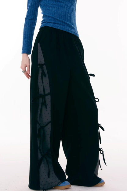 サイドリボンワイドパンツ