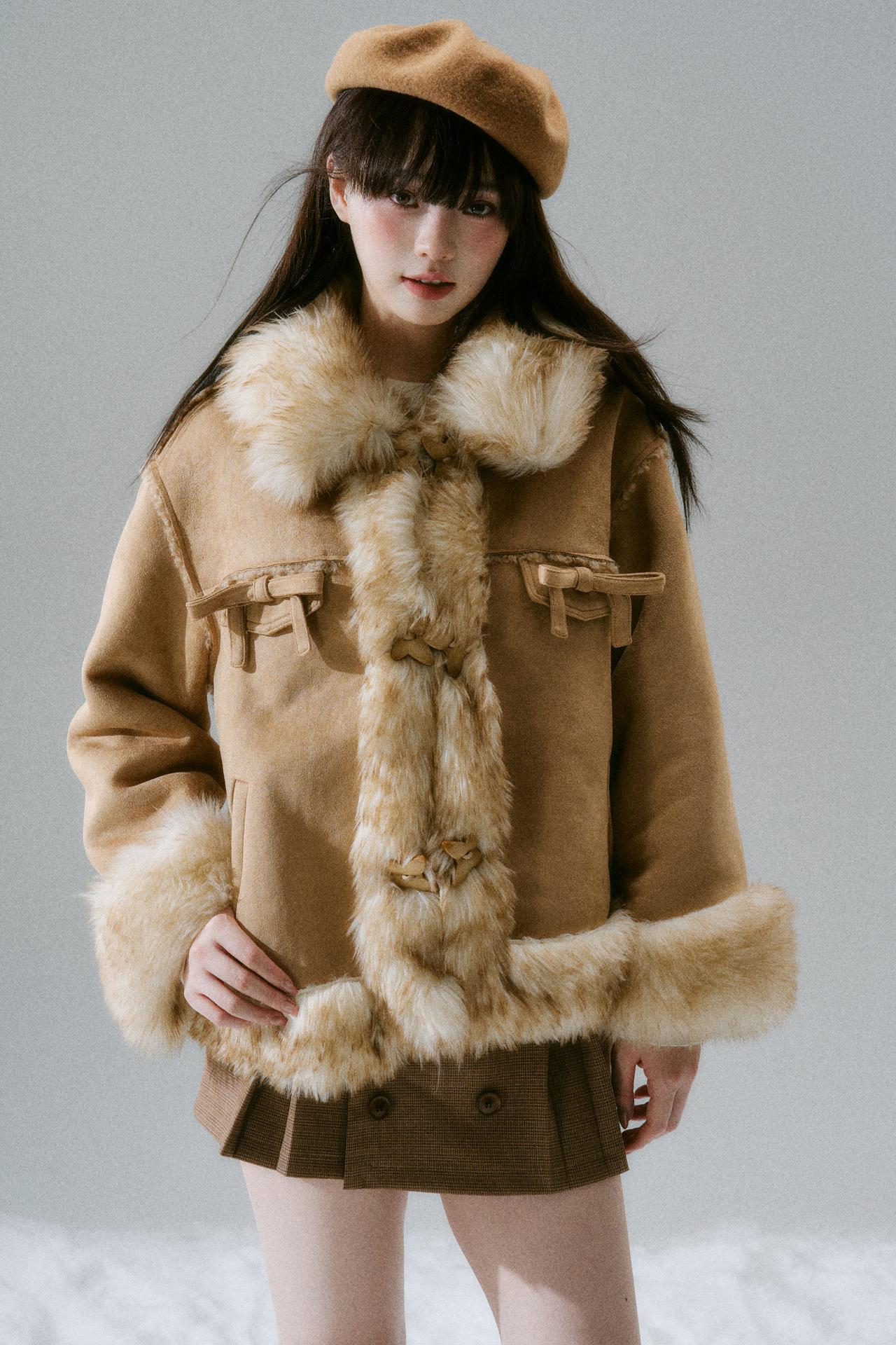 Fur Ribbon Pocket Coat