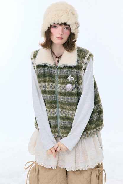 Retro Fair Isle Fleece Vest