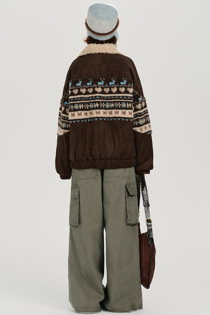 レトロコントラストフリースジャケット