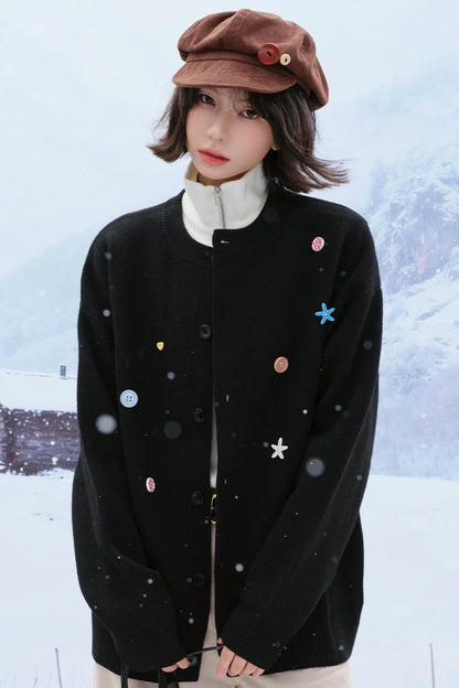 Colorful Button Knit Cardigan