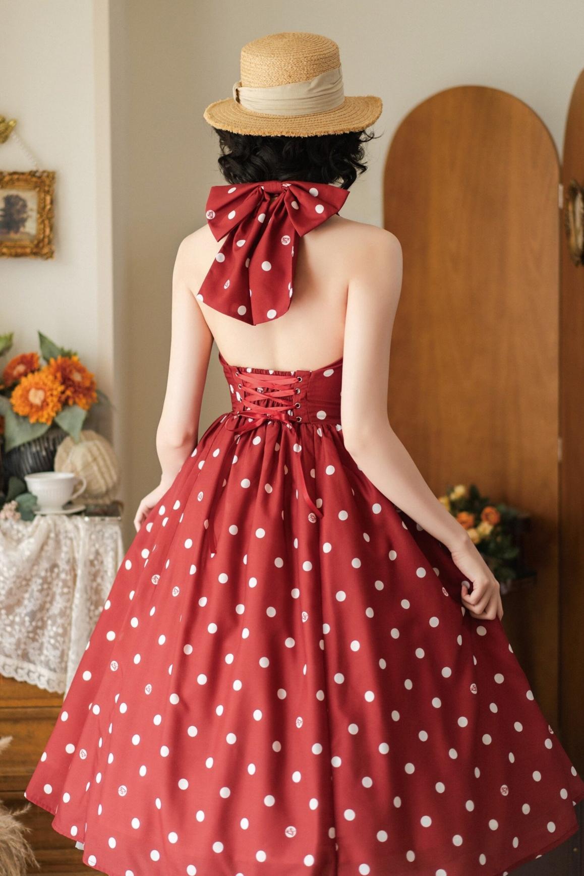 Retro Elegant Halter Neck French Flare Dress