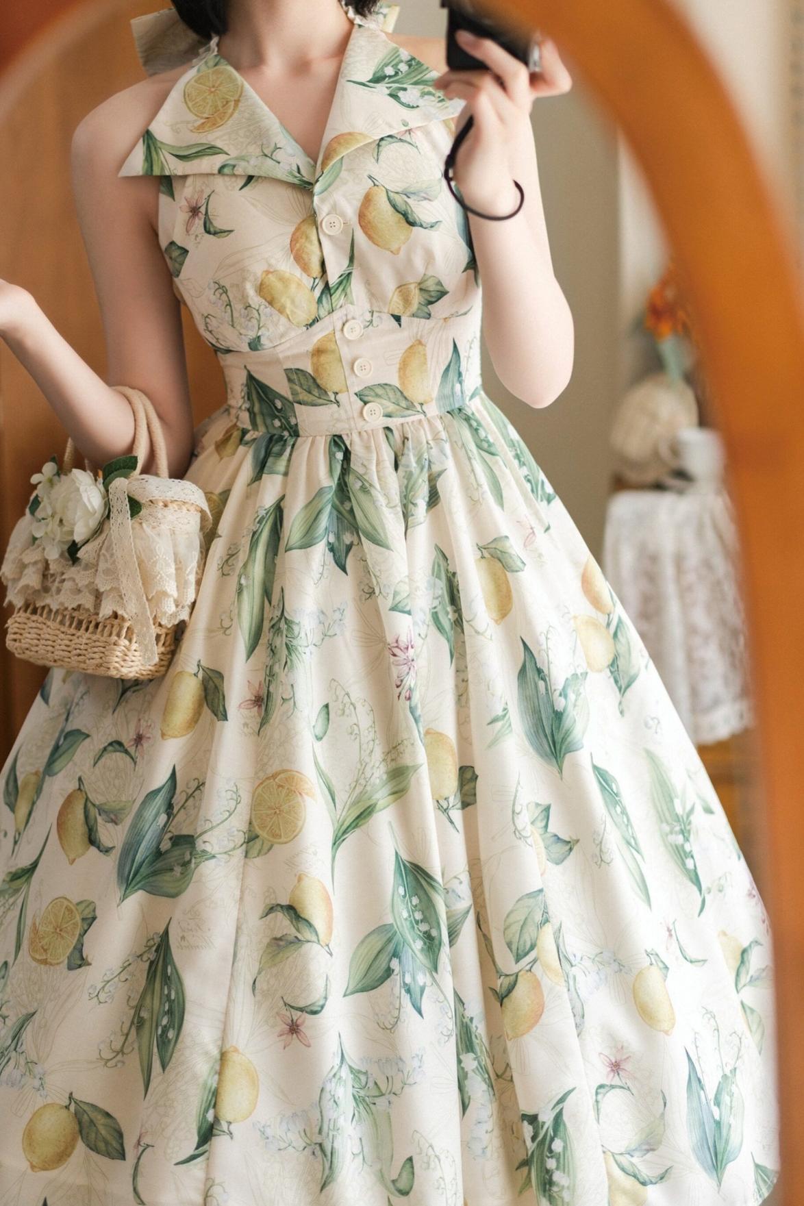 Retro Elegant Halter Neck French Flare Dress