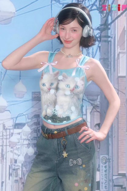 軟糖貓咪圓點上衣