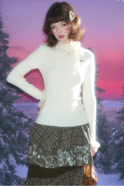 ボウノットラッフルニットトップ