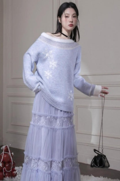 ホリデースノーフレークワンショルダートップス