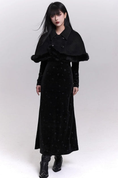 ブラックベルベットバタフライドレス