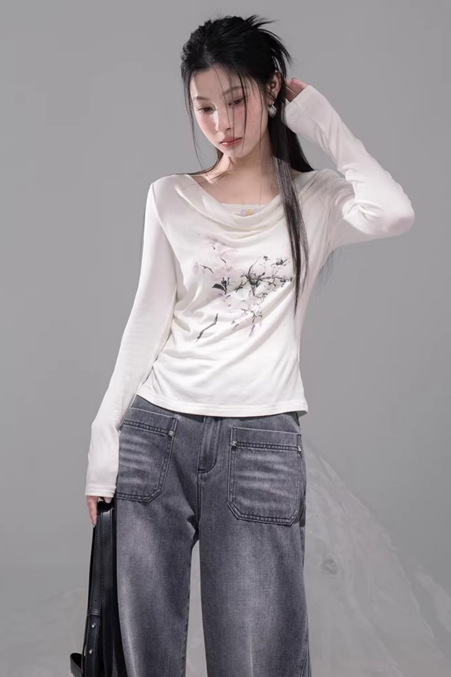 インクグレイストレートデニムパンツ