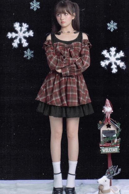 Red And Brown Check Dress