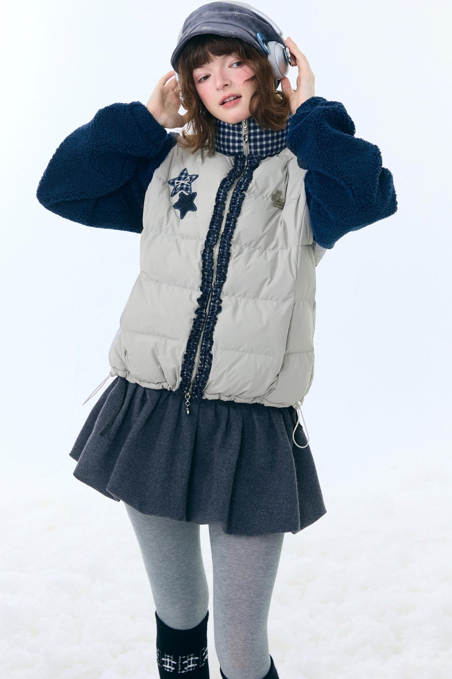 Star Print Color Block Coat