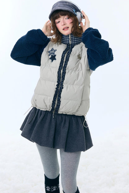 Star Print Color Block Coat