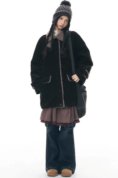 コーディロイフリースミディコート