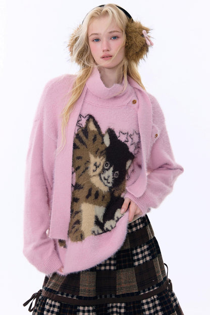 Retro Cat Pattern Sweater